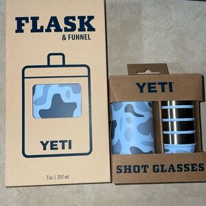 YETI blue camo Flask and Shot Glass Set/ rare- limited release 2024